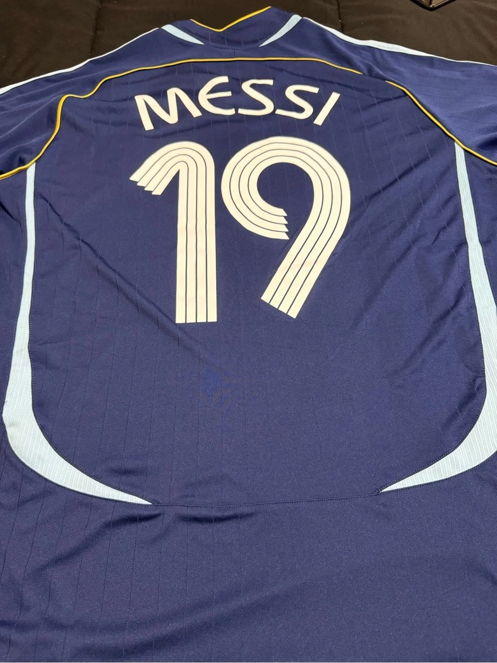adidas Navy Blue Argentina Soccer Jersey #19 with Light Blue Trim